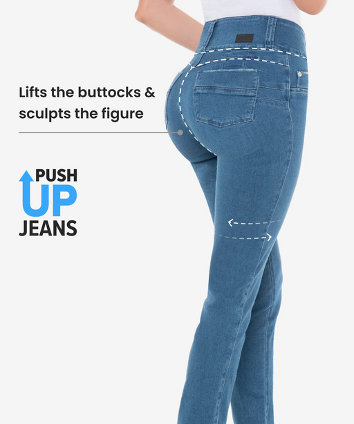 Butt Lifting Flared Light Blue Jeans - High Rise Butt Lift Flared Jeans –  Moda Xpress