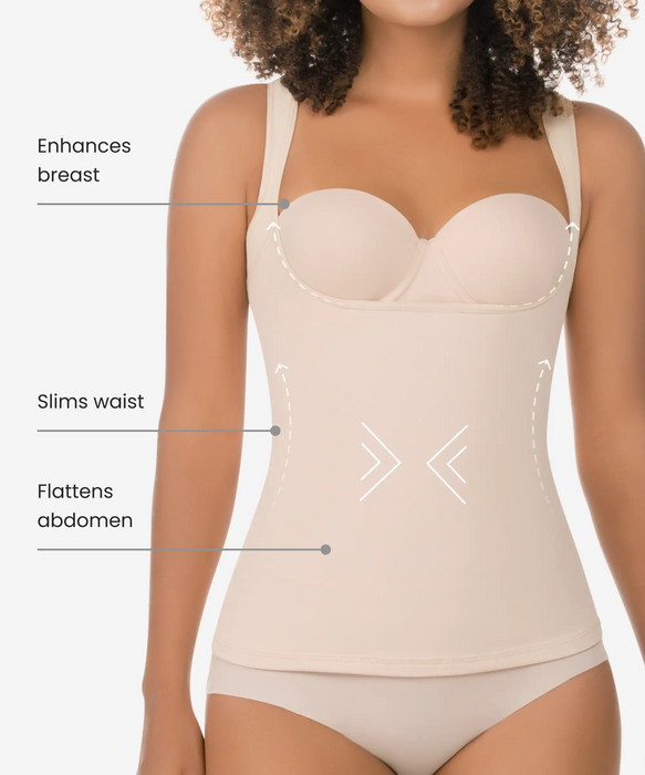 Fashion (White)Women Cami Shaper With Built In Bra Tummy Control