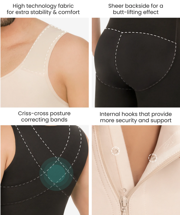 Upper Arm Compression Sleeve Shaper Crop Top - Posture Corrector Back  Supporter Women Liposuction Compression Garment (Black, L) in Bahrain