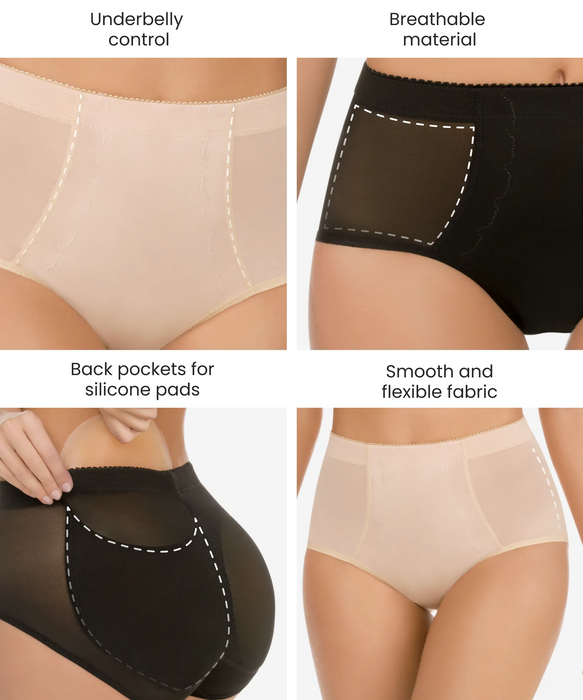 Collection of the butt-enhancing padded panties in various colors