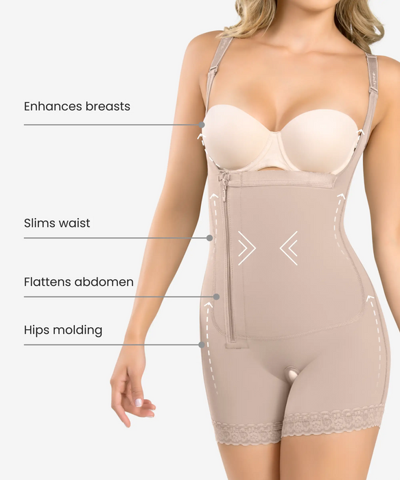 The Best Fajas Colombianas Fresh and Light Short Bodysuit Strapless  Open-Bust Body Shaper Faja Buttocks Enhancer-F at  Women's Clothing  store