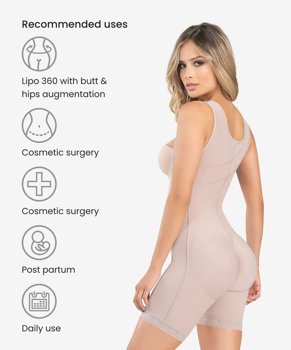 Women full body Shaper CYSM trim, Support Compression Garment , Black,  Large 