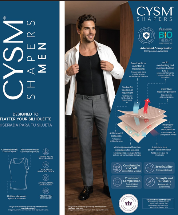 Men's Thermal Shaping Vest Style 7005 — Front Zipper, Tummy Control & Posture Corrector