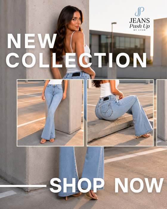 Light Blue Flare Leg Push Up Jeans Ref 7475 — 2-Button Waistband, Butt Lift Effect