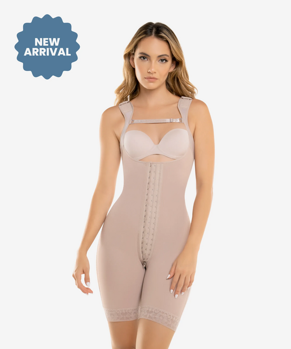 Hook closure high compression bodysuit with zip crotch - Style 461